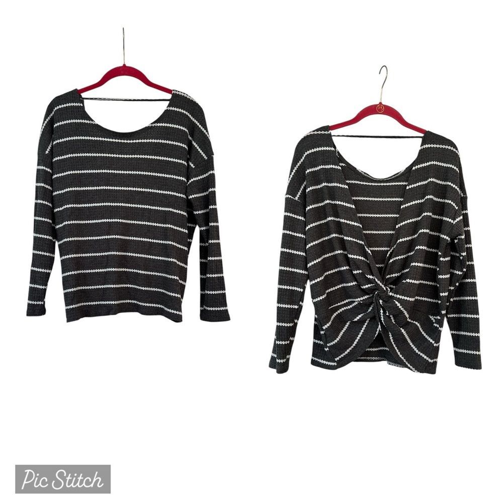 BKE Striped Backless Long Sleeve Knit Pullover Top NEW Size XS
